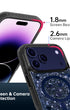 Blue sparkle magnetic phone cover with raised camera lip