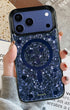 Blue glitter phone accessories with screen bezel