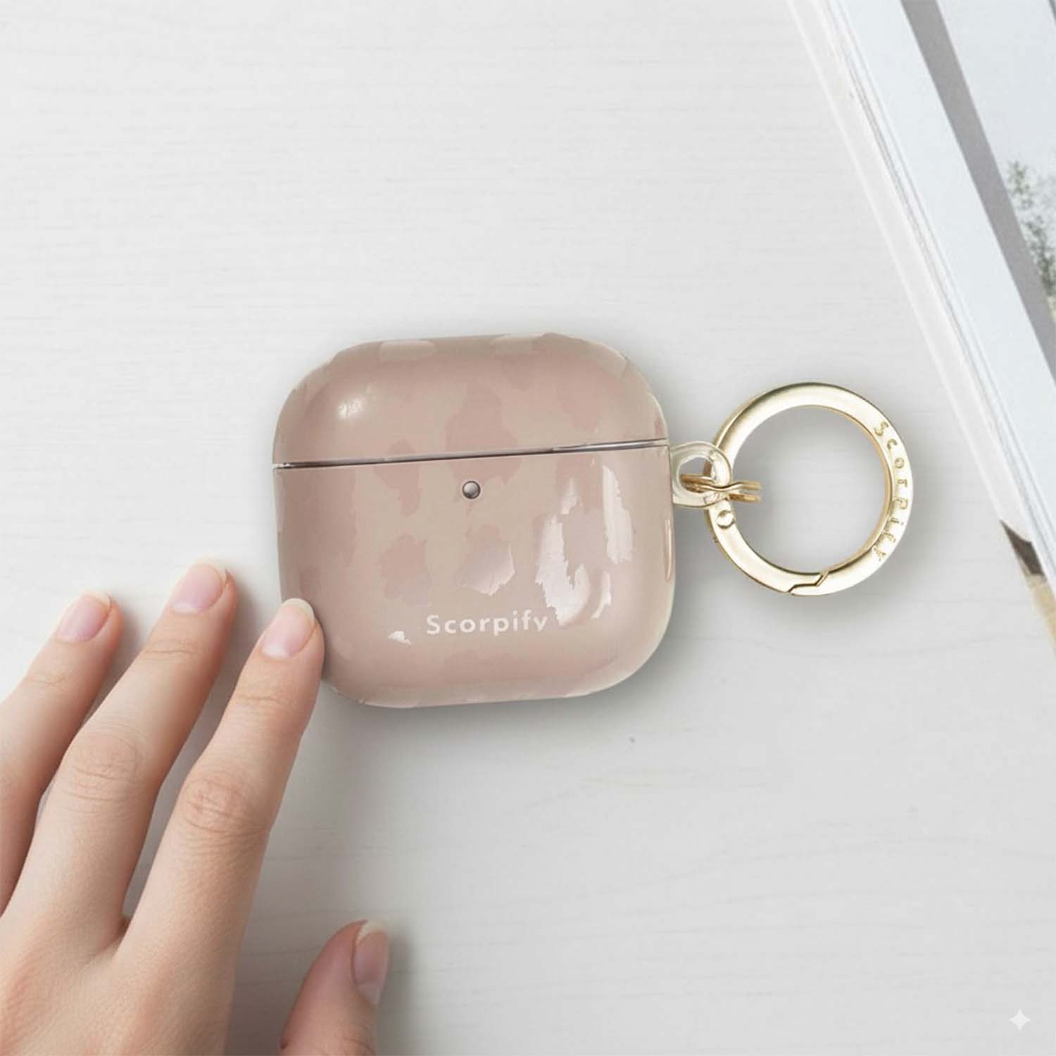 Protective Nude Leopard Earbuds Case With Sleek Profile