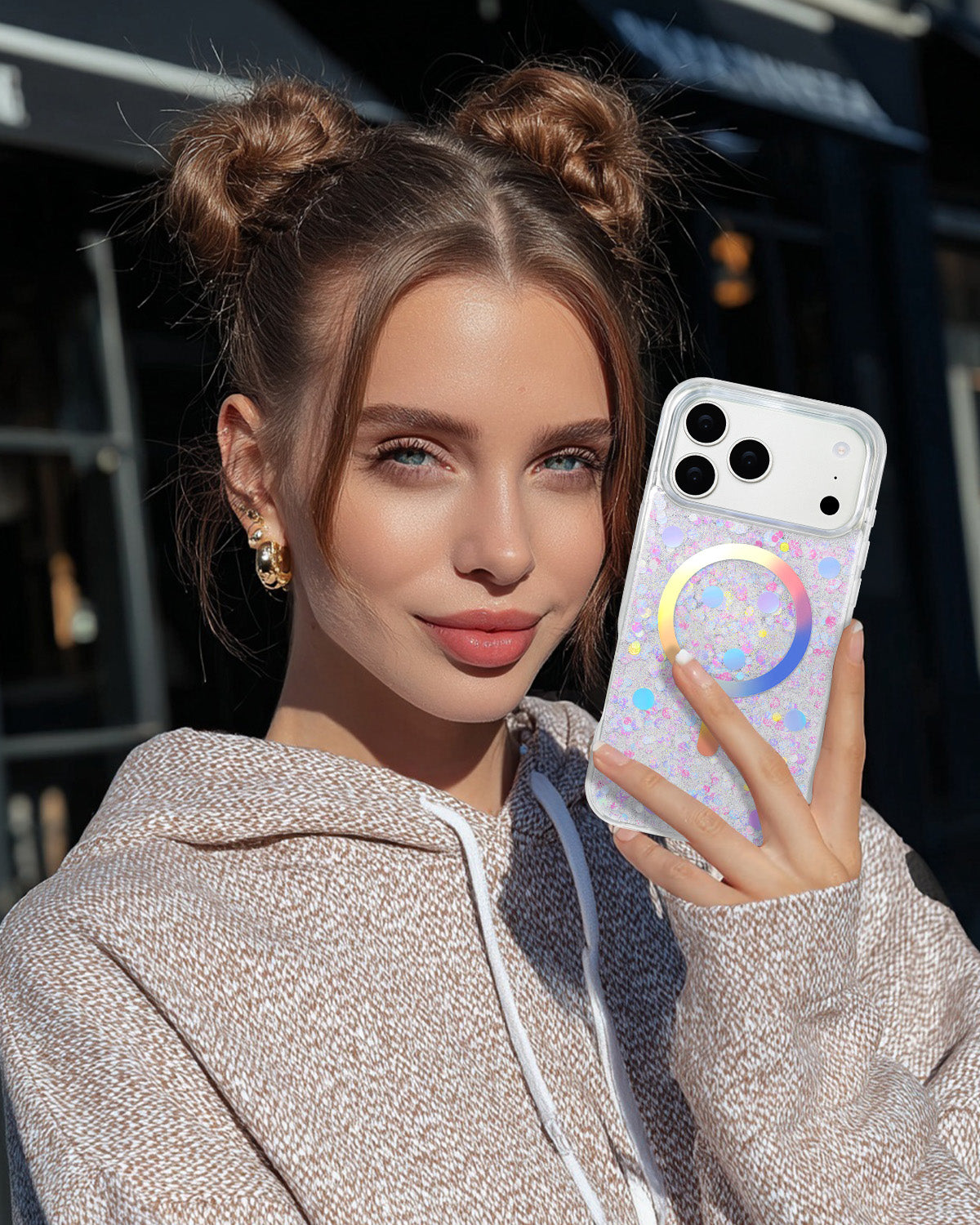 Slim opal glitter MagSafe phone accessories easy to hold
