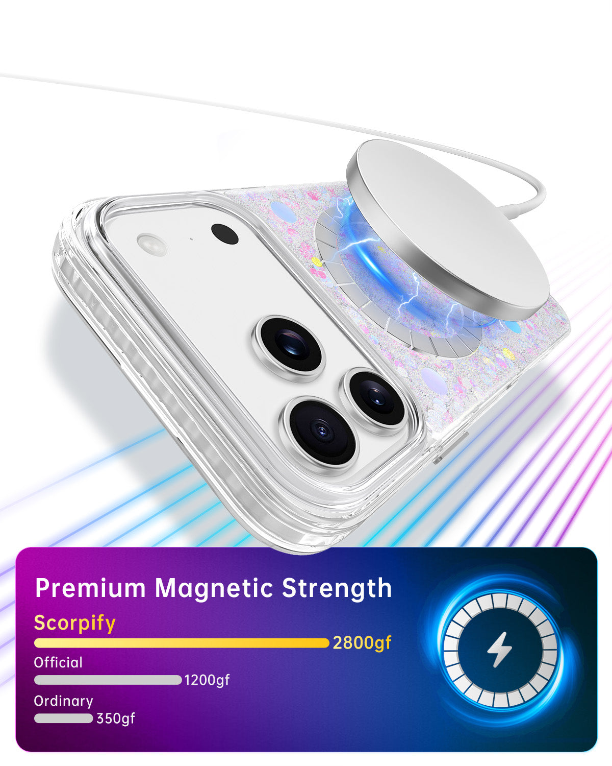 Unique opal sparkle MagSafe case for easy charging
