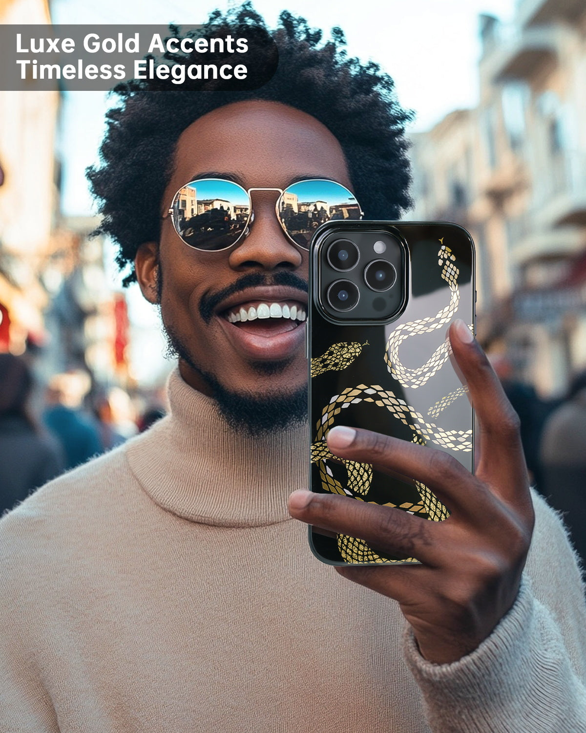 Stylish snake pattern phone case easy one hand grip