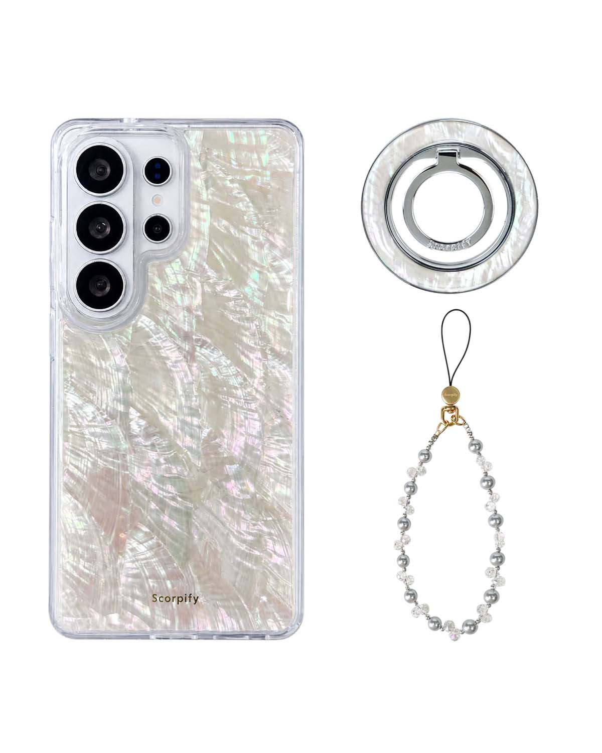 The Natural Mother of Pearl Edit — Samsung Case + Ring + Charm