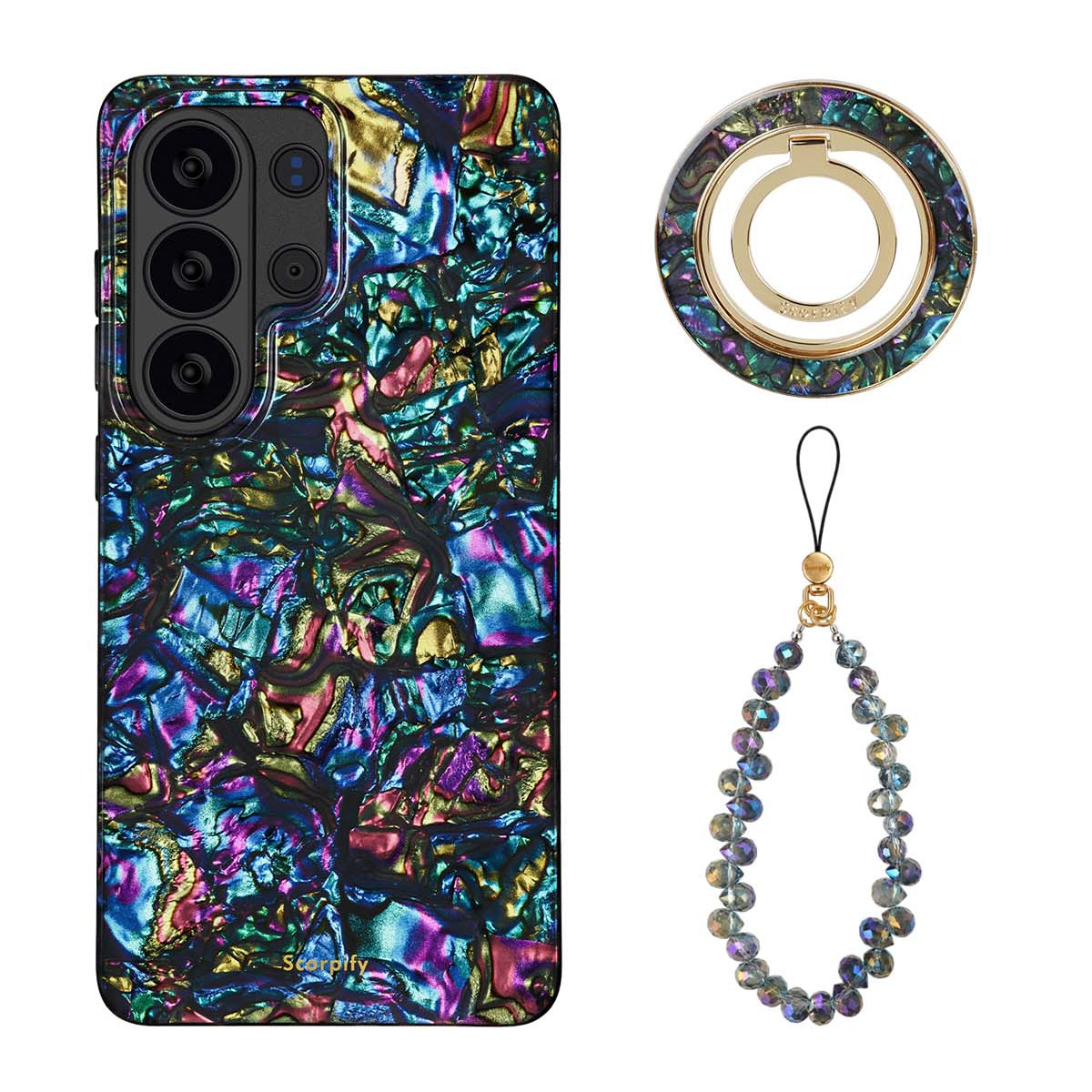 The Gleam Mystic Abalone Edit — Samsung Case + Ring + Charm