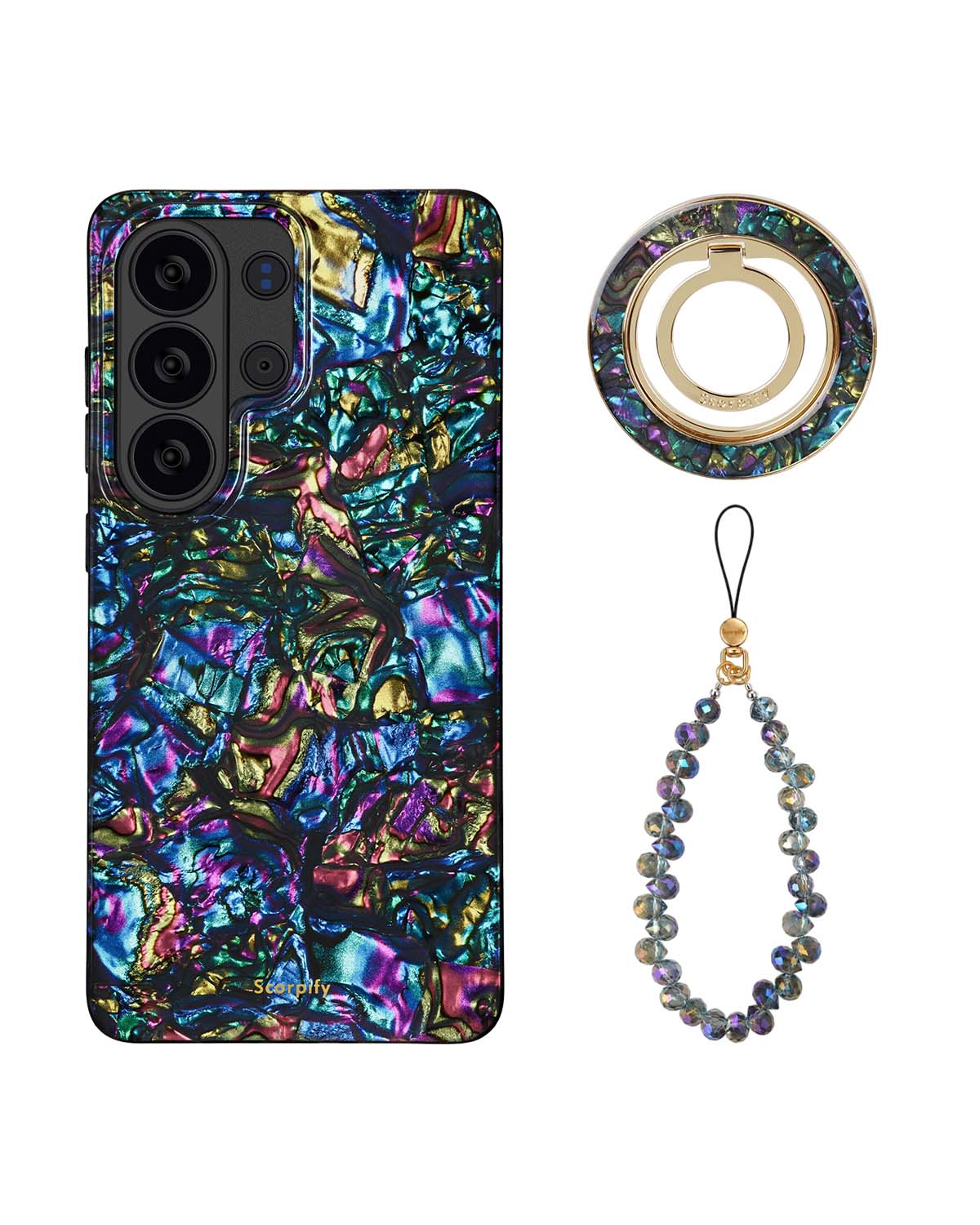 The Gleam Mystic Abalone Edit — Samsung Case + Ring + Charm
