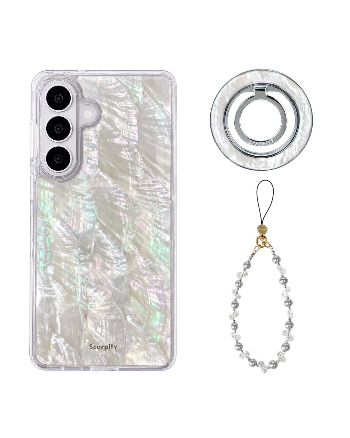 The Natural Mother of Pearl Edit — Samsung Case + Ring + Charm