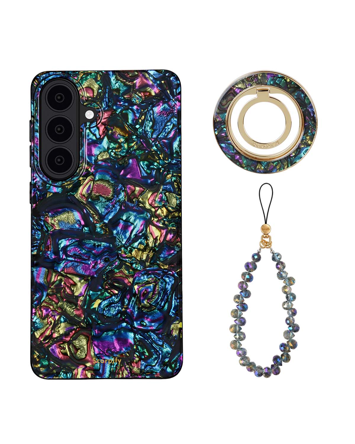 The Gleam Mystic Abalone Edit — Samsung Case + Ring + Charm