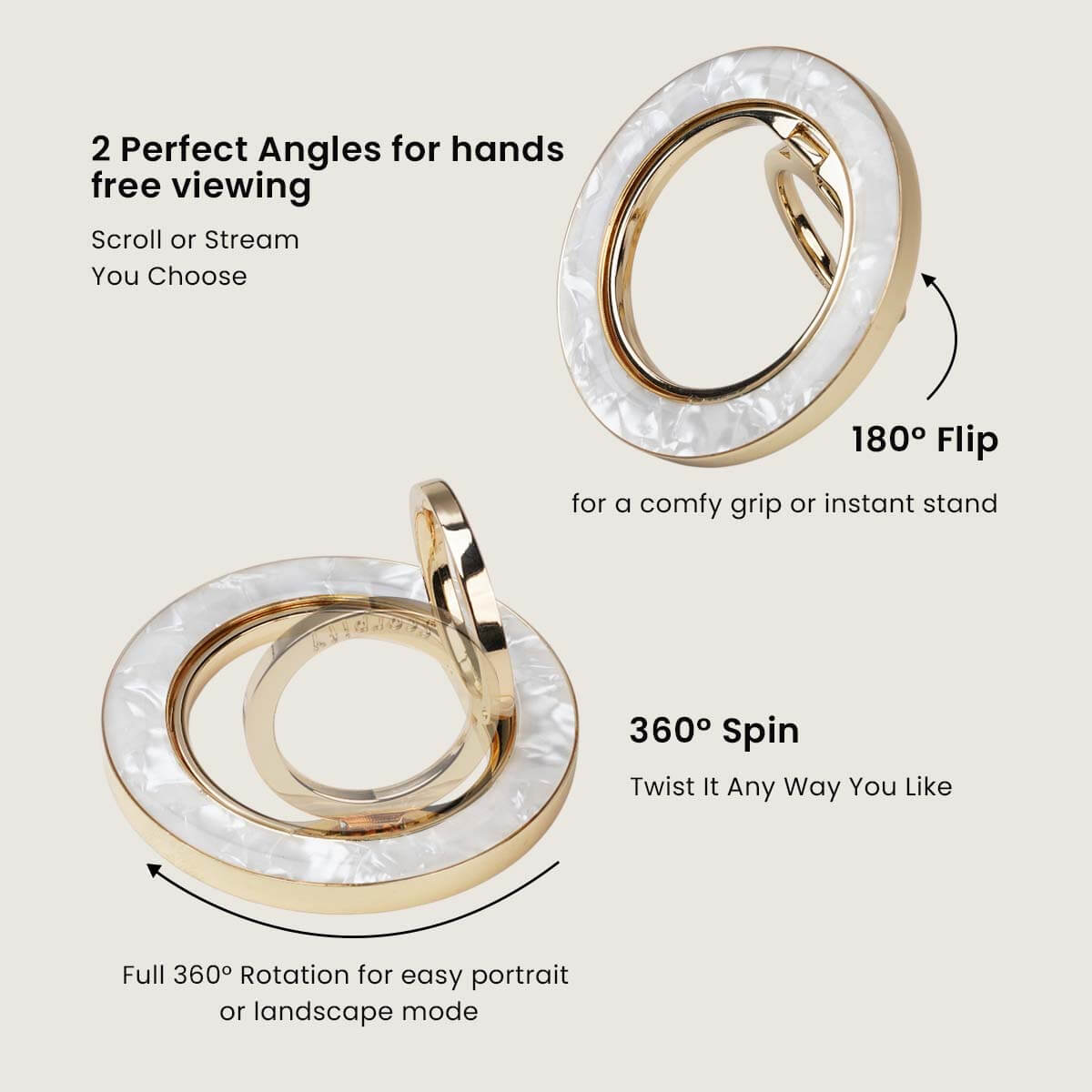 Finger Phone Holder With White Pearl By Scorpify