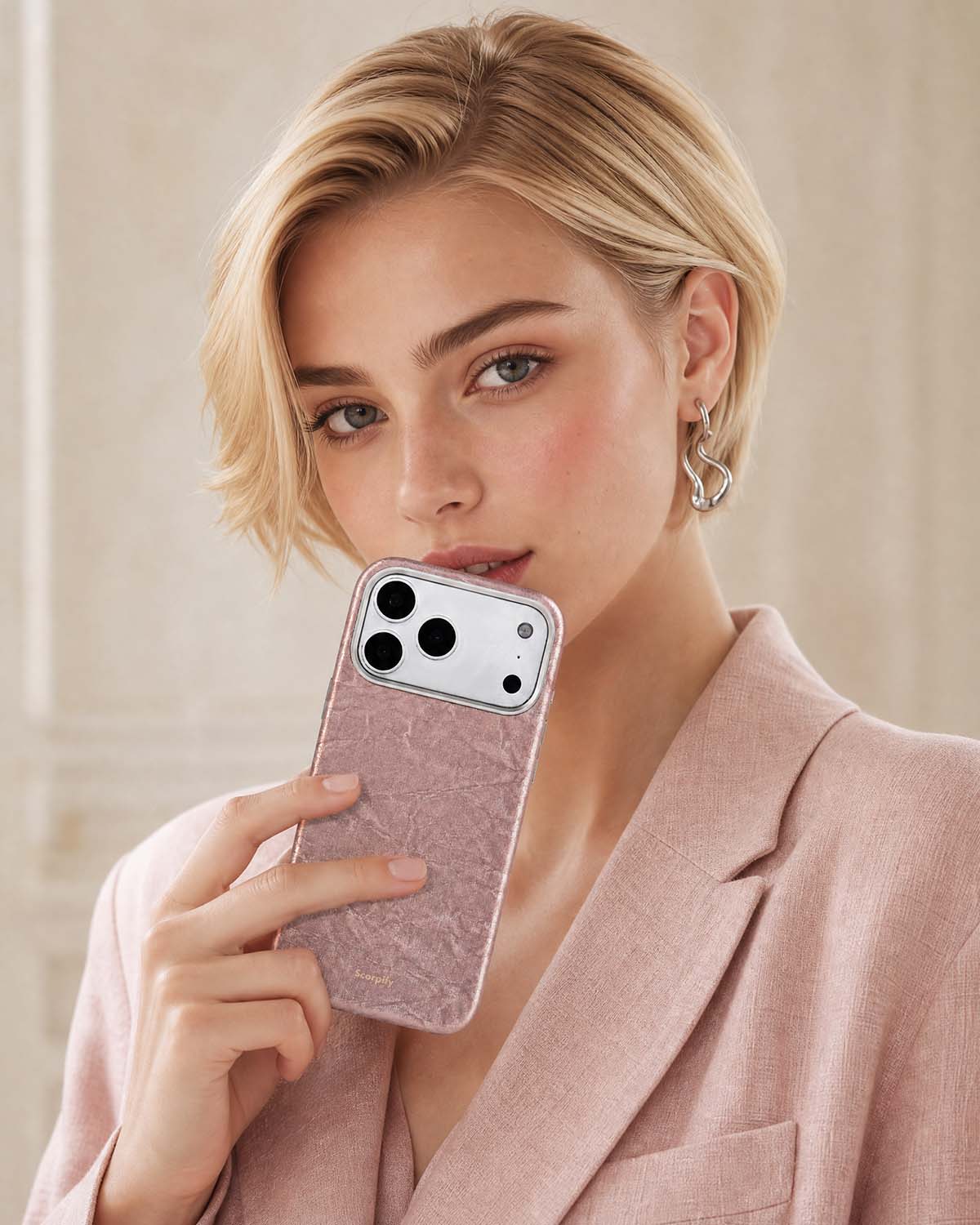 Rose Crinkle Lumina Leather MagSafe iPhone Case
