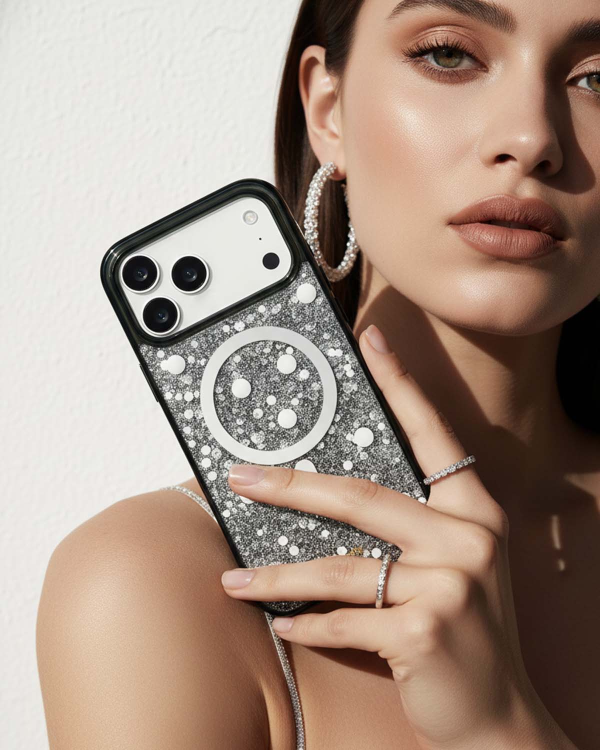 Platinum Stardust iPhone Case styled on phone