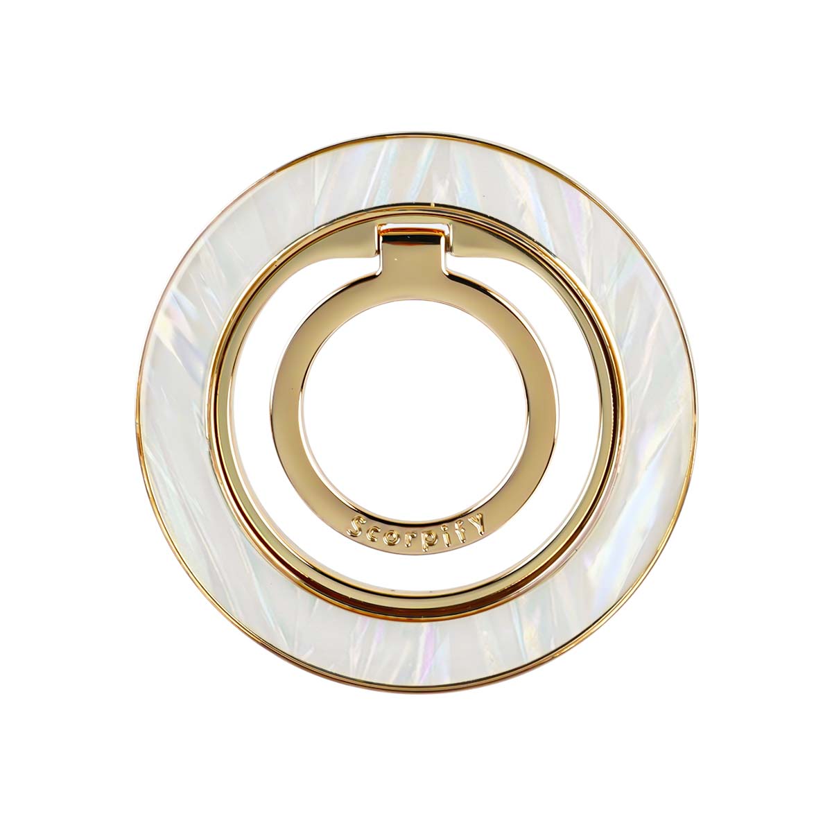 White Pearl Phone Ring Holder By Scorpify For Elegant Grip