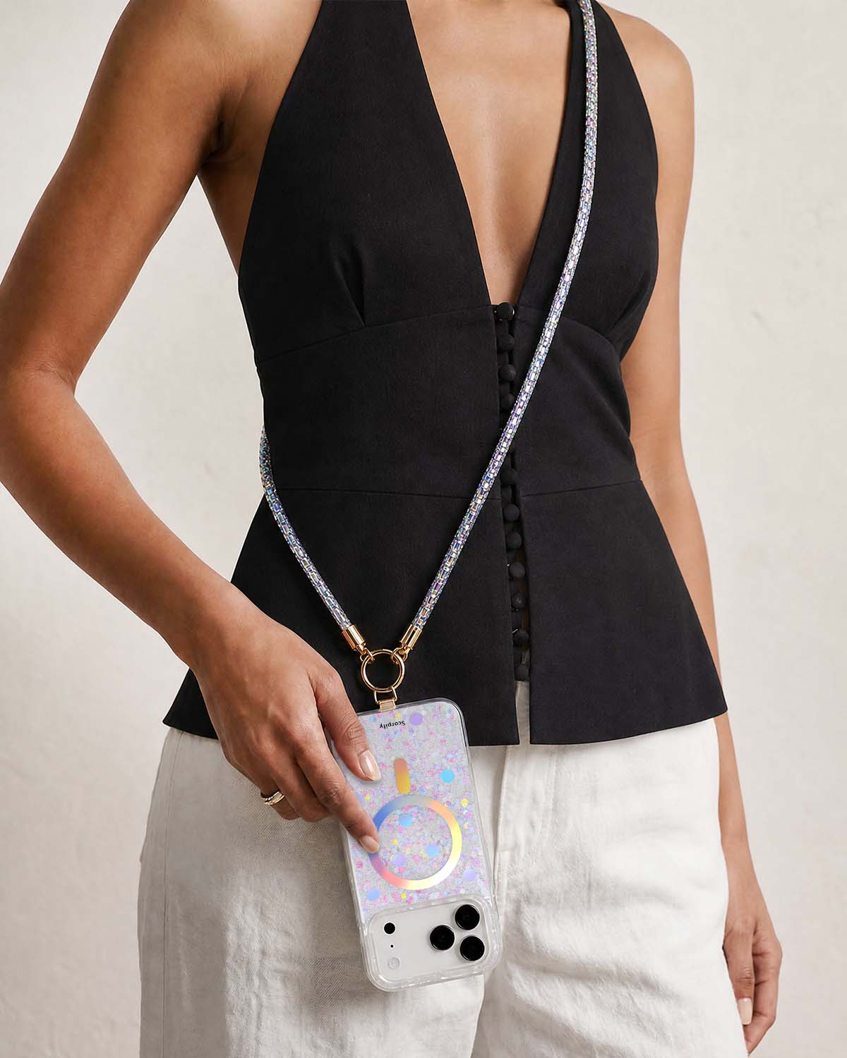 Iridescent Crystal Beaded Phone Strap view 2