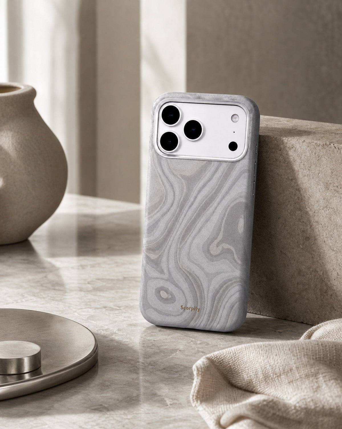 Silver Swirl Leather MagSafe iPhone Case - Scorpify