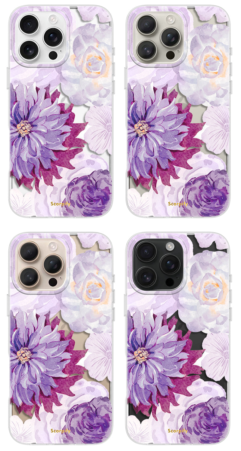Trendy Phone Cover With Purple Zinnia Magnetic Floral Motif