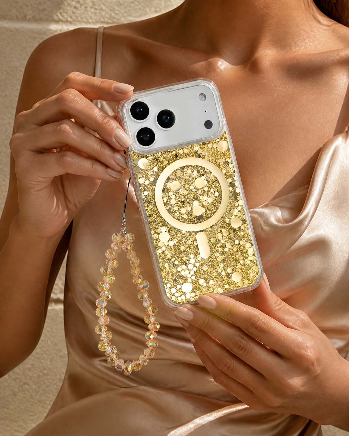 Yellow iphone charm with elegant teardrop accents