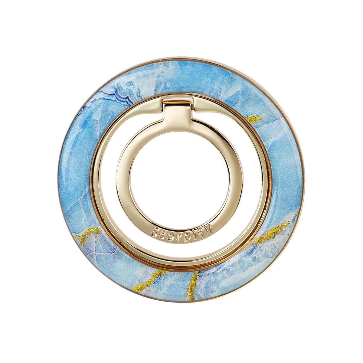 Icelandic blue marble phone ring holder with stone texture