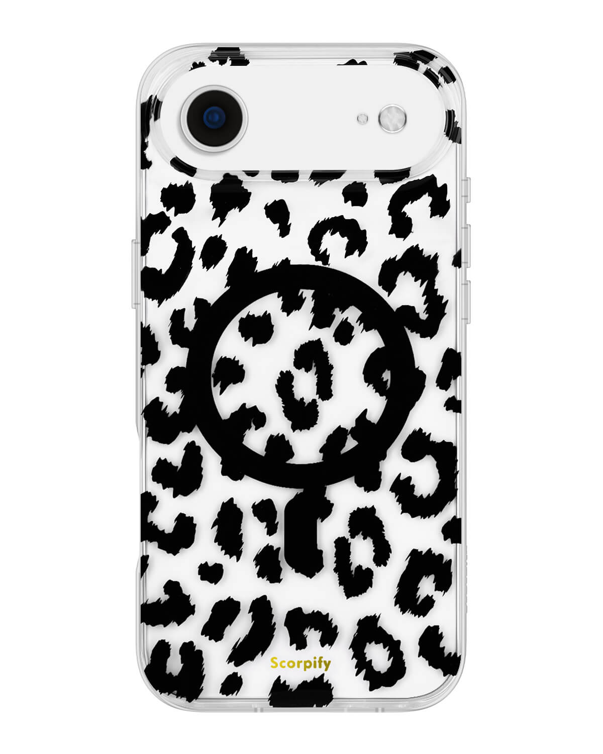 Chic cheetah phone 17 case with black transparent design