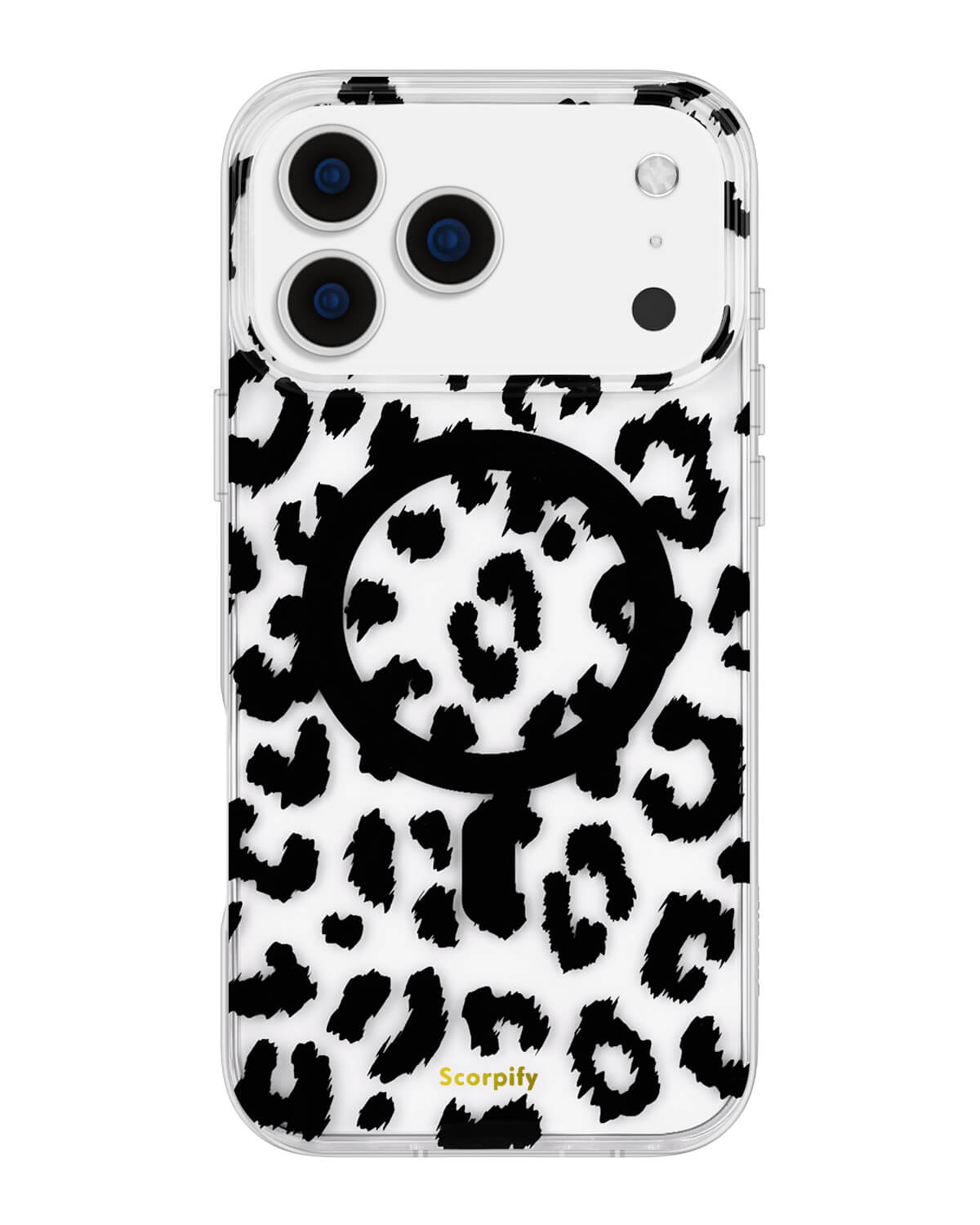iPhone 17 black transparent cheetah print MagSafe case