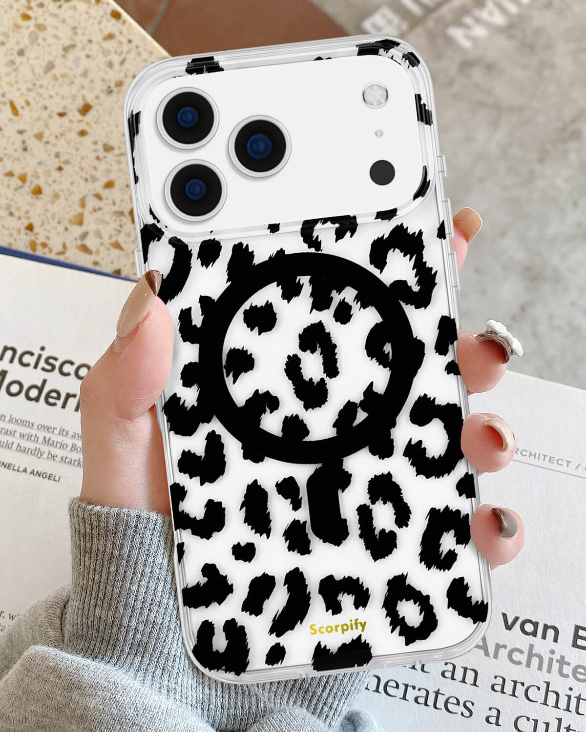 Stylish leopard print iPhone case with slim clear design
