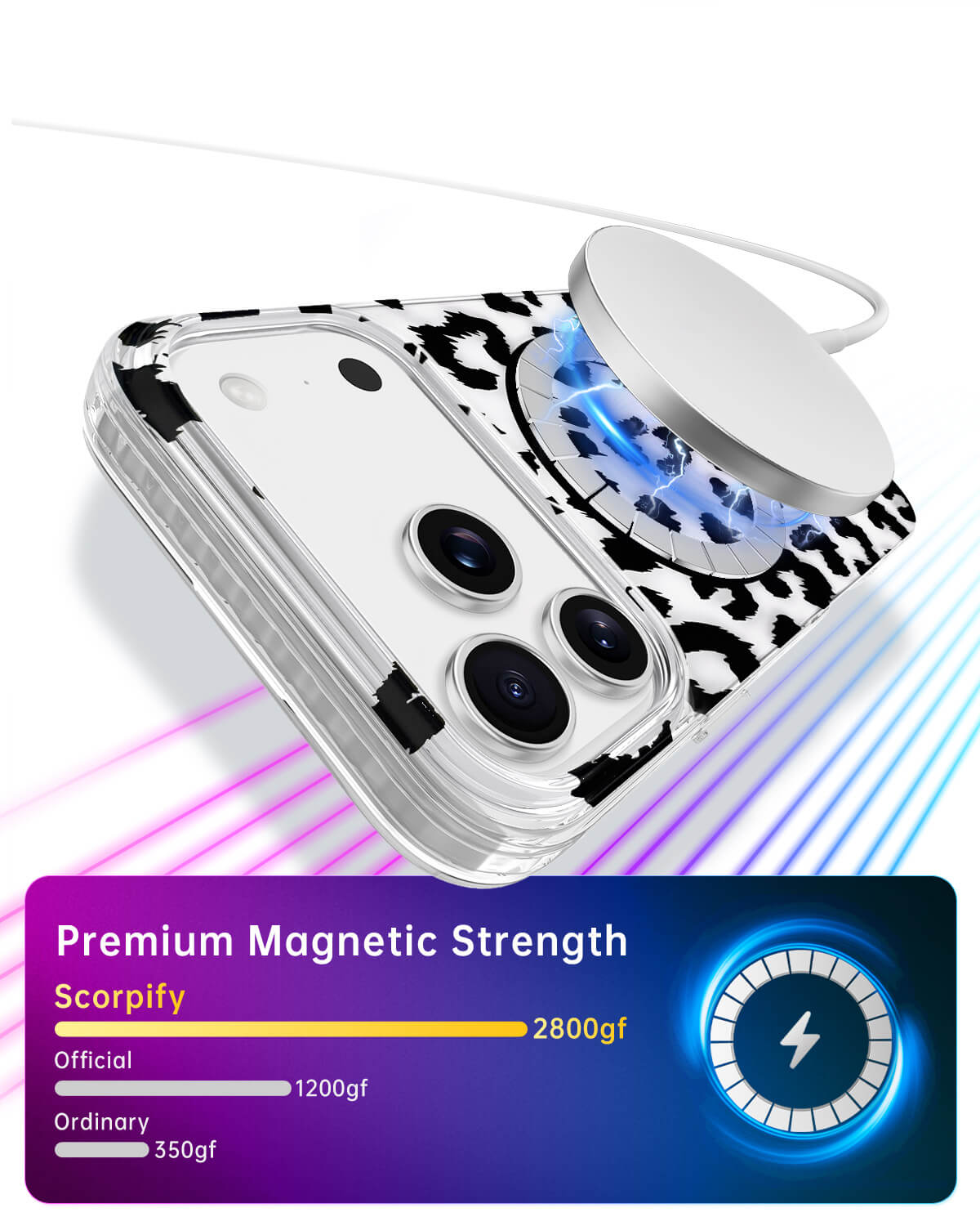 Protective cheetah print phone case MagSafe compatible
