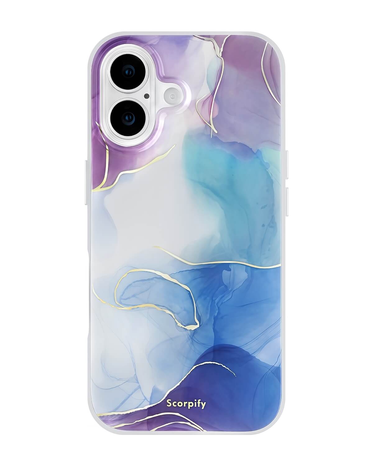 Blue marble iPhone 17 case with gold foil detail