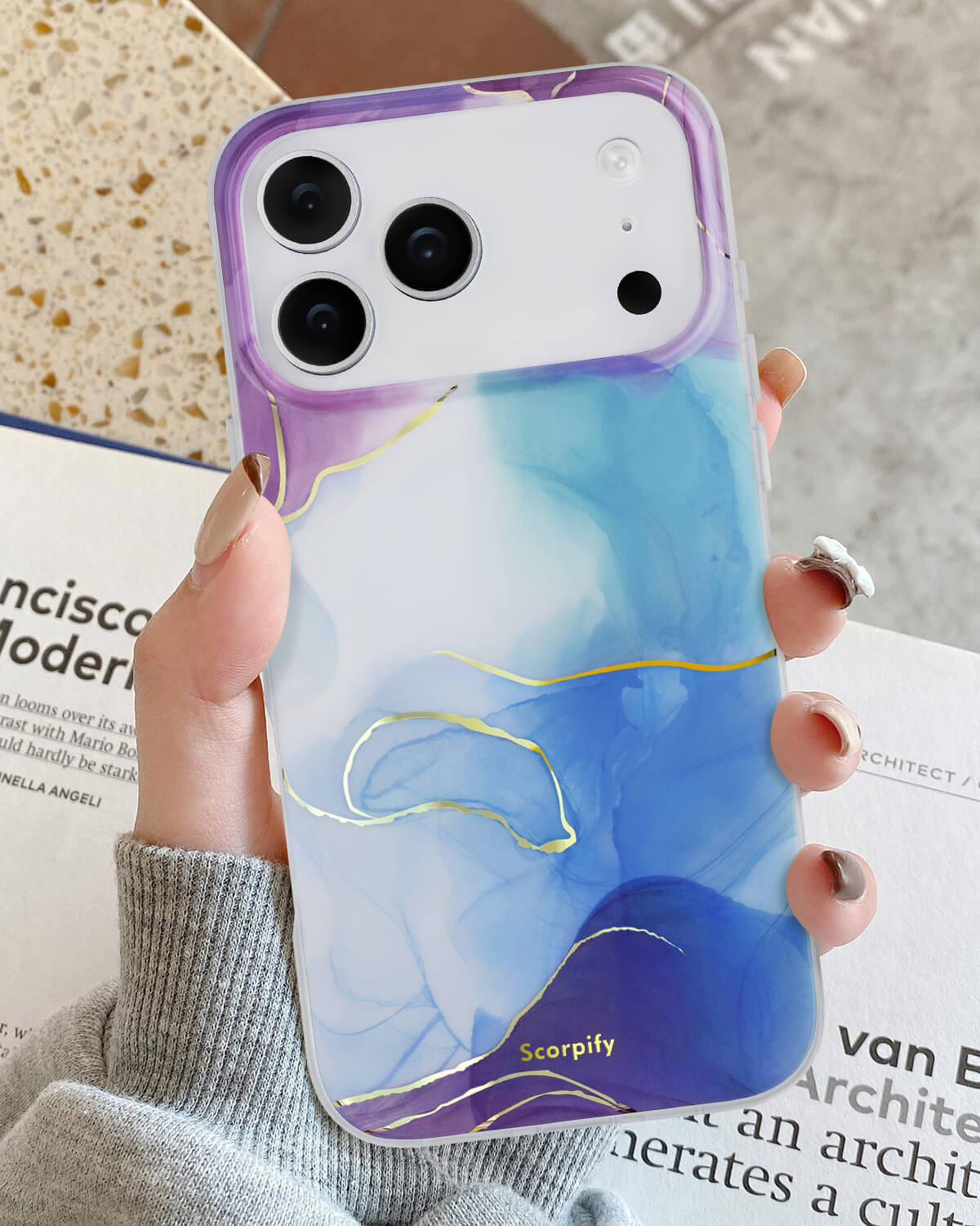 Stylish marble iPhone case with gradient design