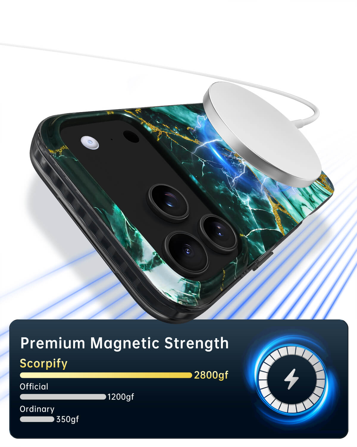 Polished Magsafe Phone Case Enhanced With Marble Accents