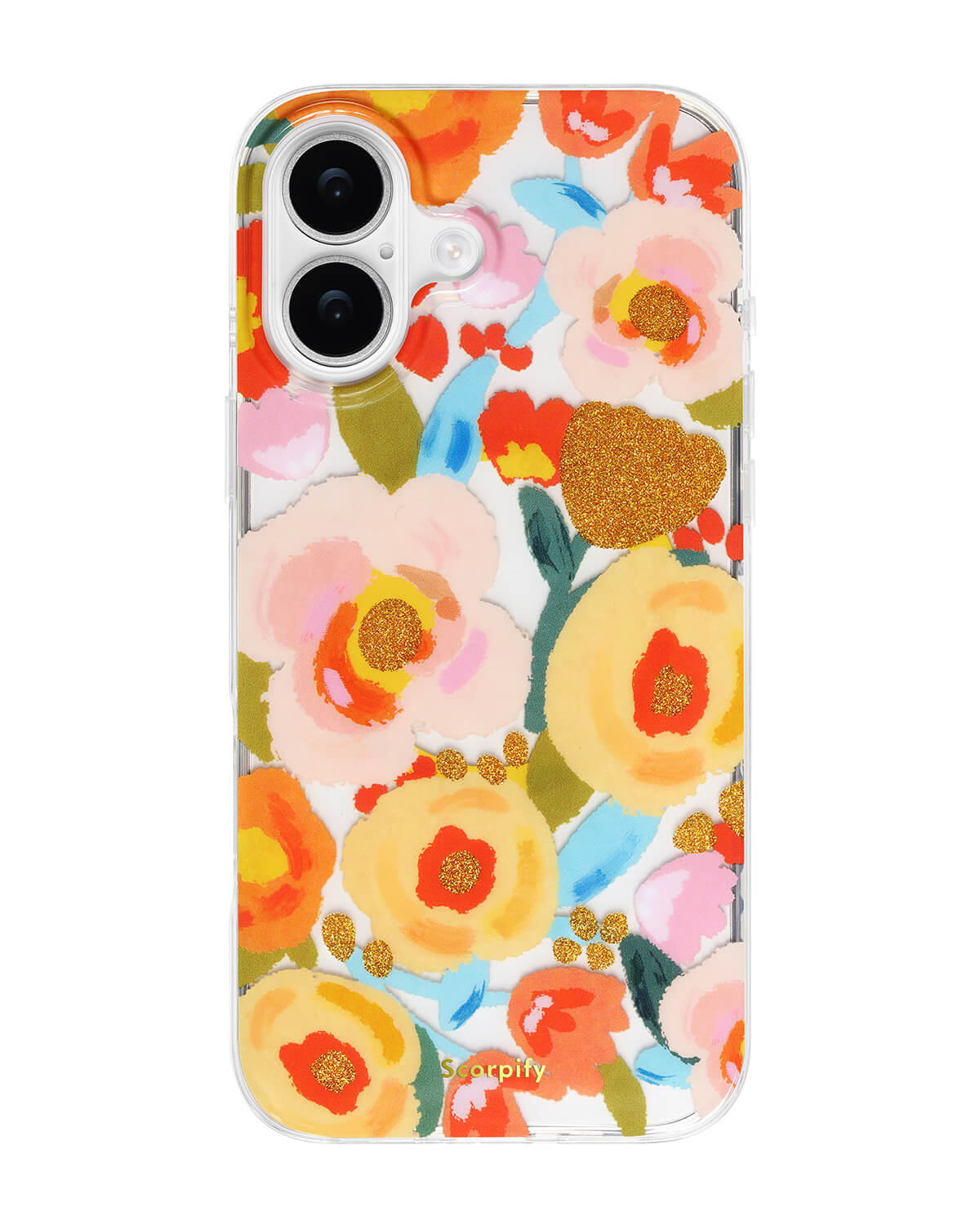 Gold Floral Design Phone Case With Magsafe Support