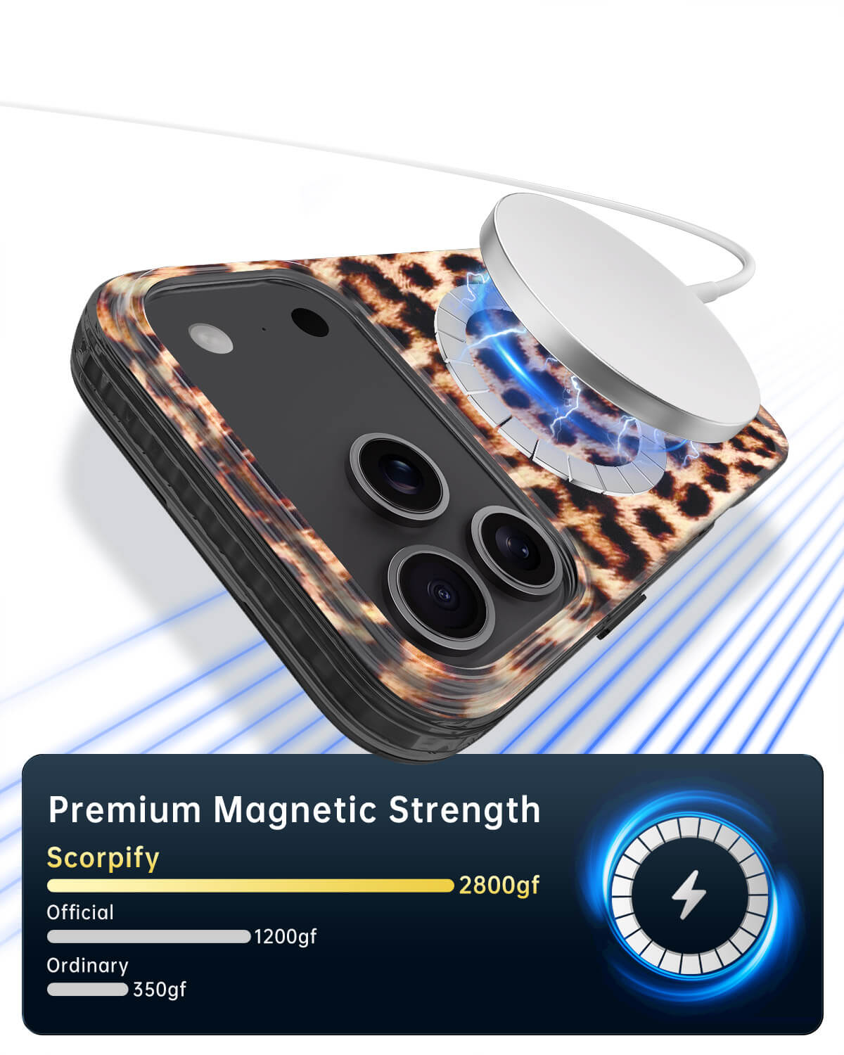 Leopard print iPhone case MagSafe compatible design