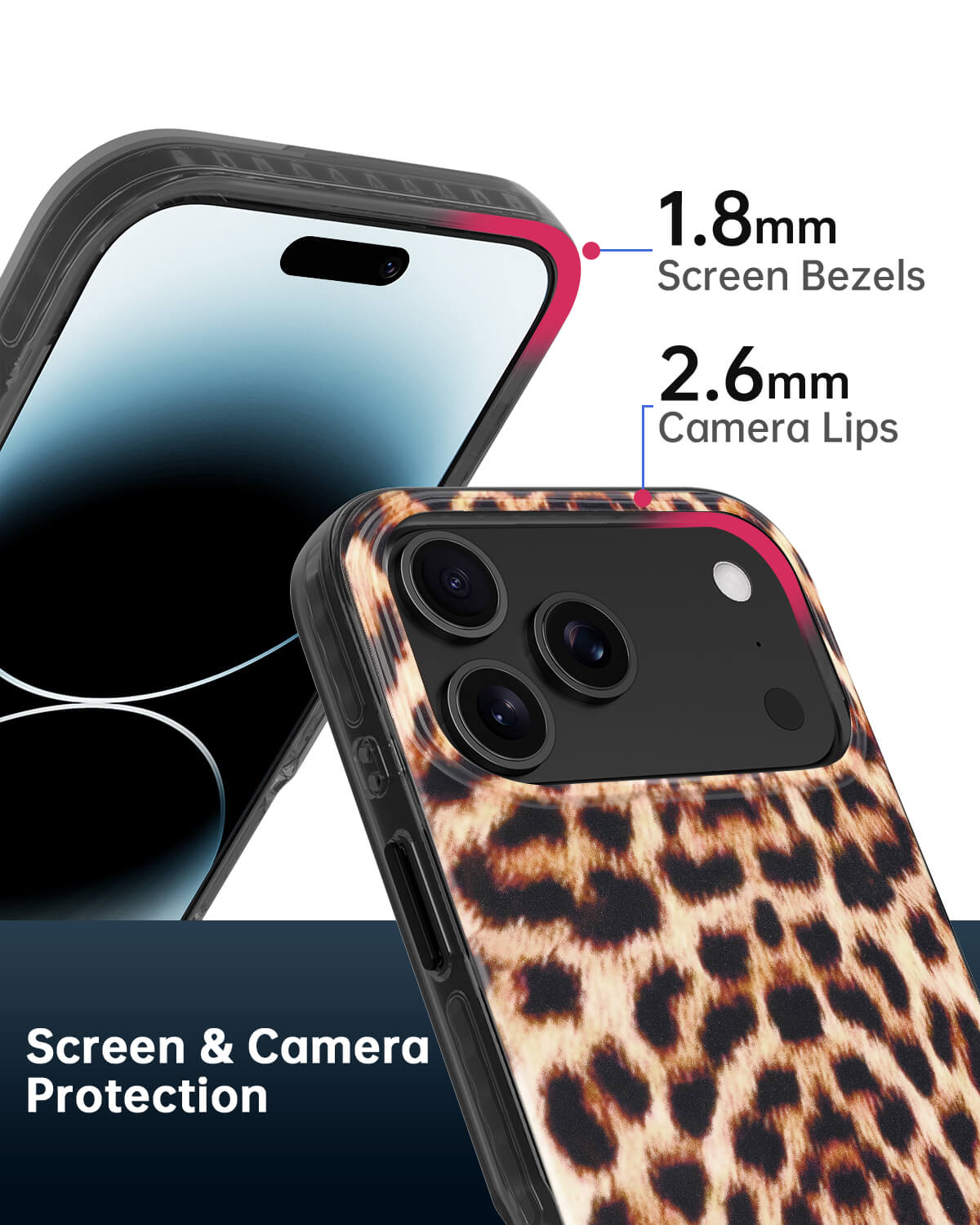 Protective leopard iPhone cover with fur print accents