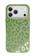 Minimal moss leopard phone case designed for daily style
