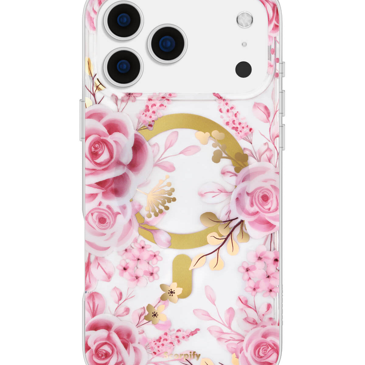Pastel pink rose floral iPhone 17 MagSafe phone case