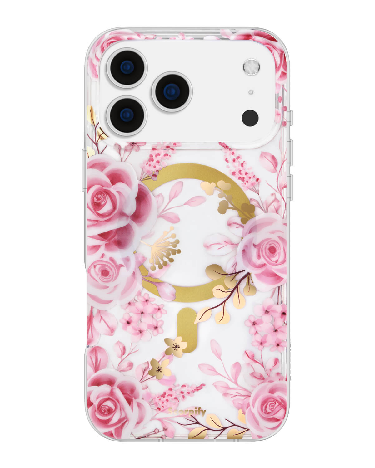 Pastel pink rose floral iPhone 17 MagSafe phone case