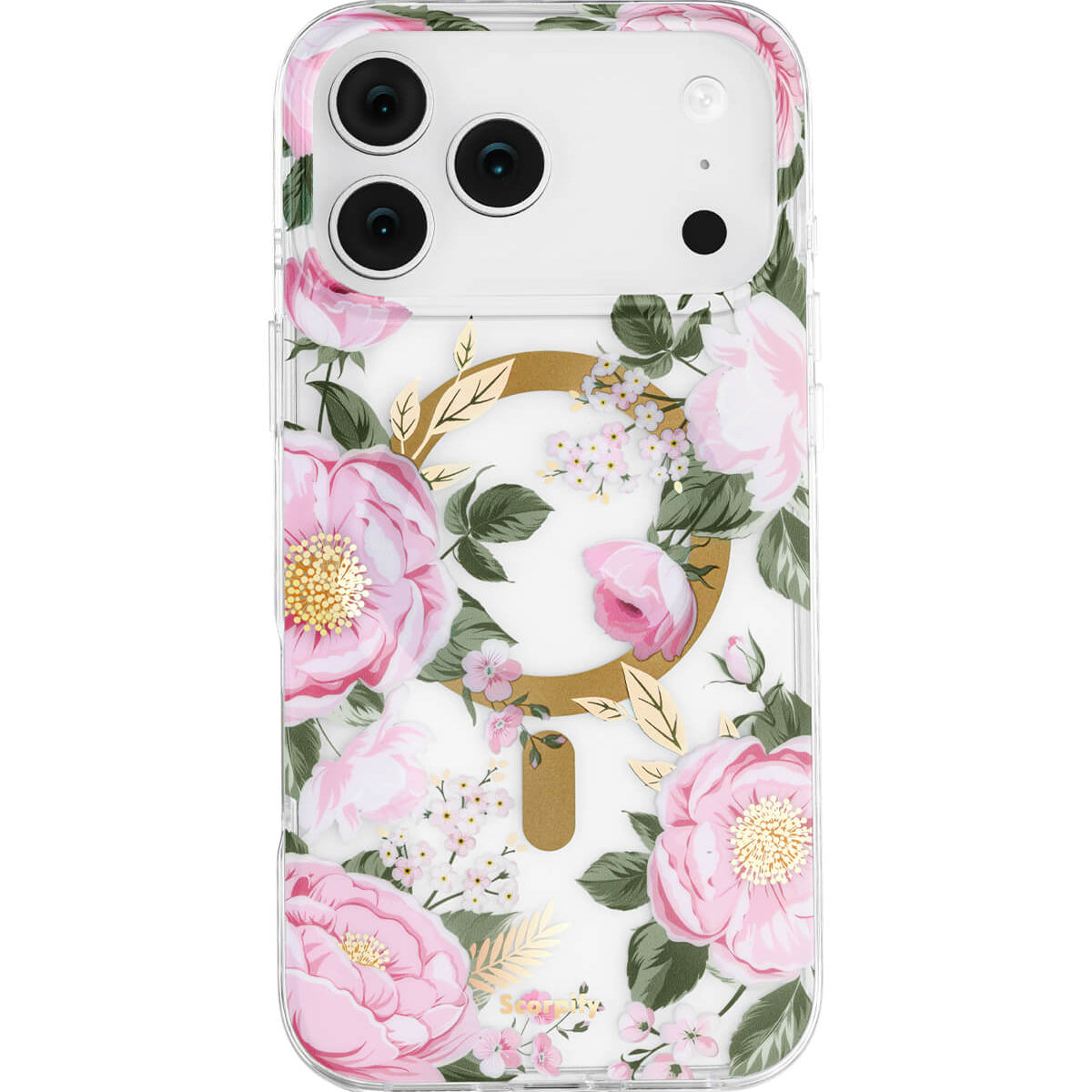 Pink peony floral iPhone 17 MagSafe phone case