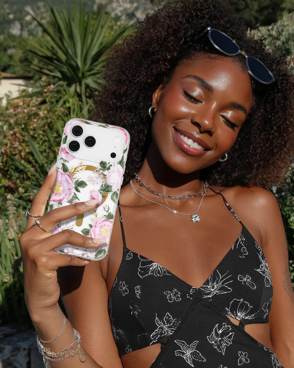 Stylish floral iPhone case with peony print