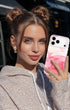 Elegant transparent floral iPhone 17 case in pink