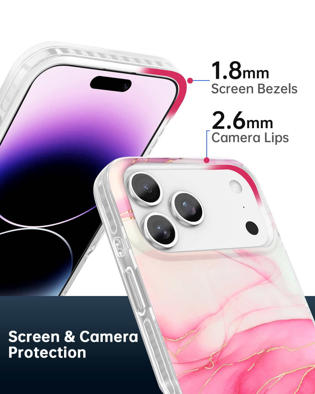 Durable MagSafe iPhone case with pink floral finish