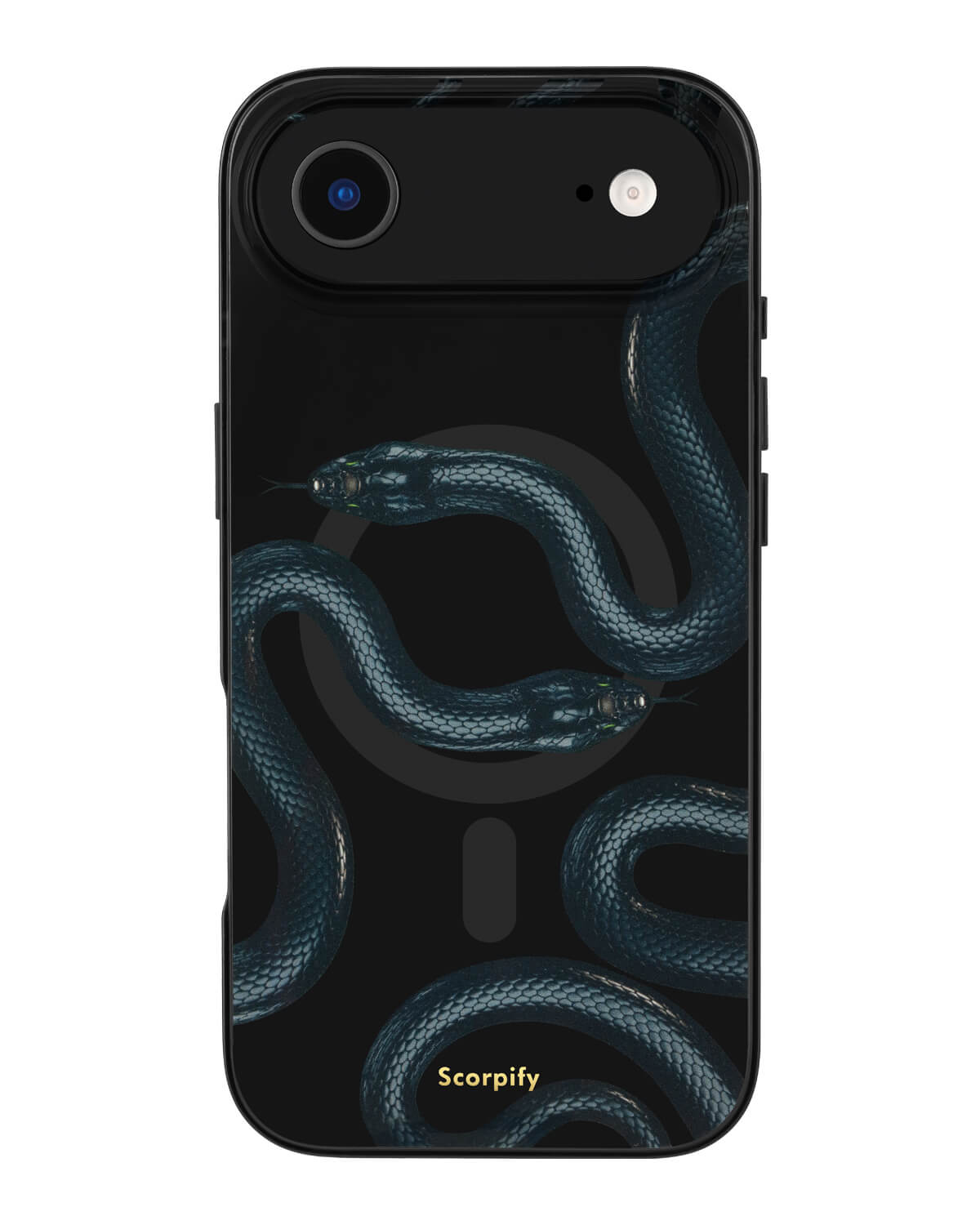 Stylish Shadow Black Snake iPhone 17 Case For Urban Look