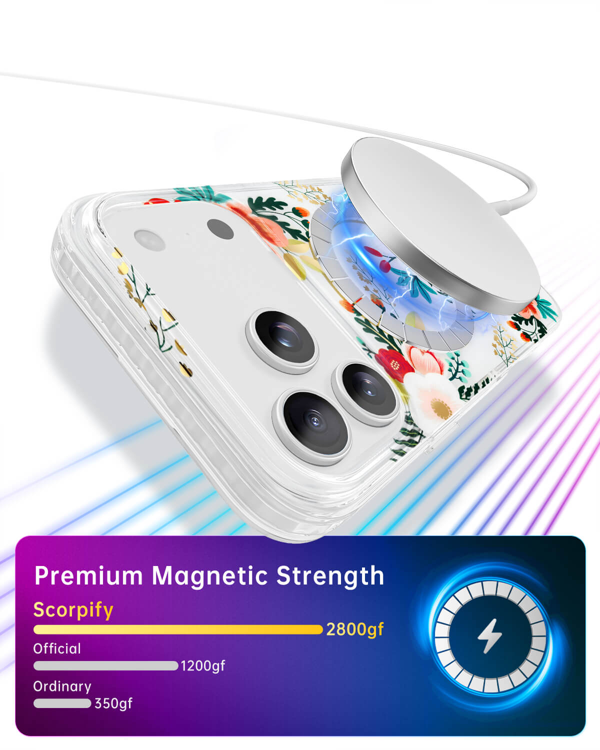 Slim floral iPhone case MagSafe compatible and protective