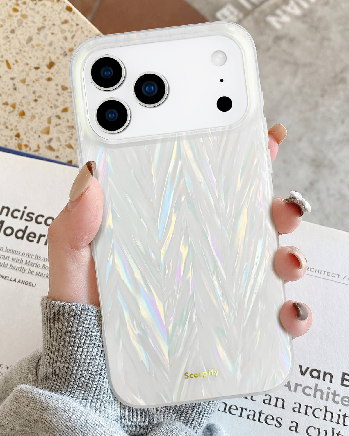 Elegant pearlescent phone case with slim profile