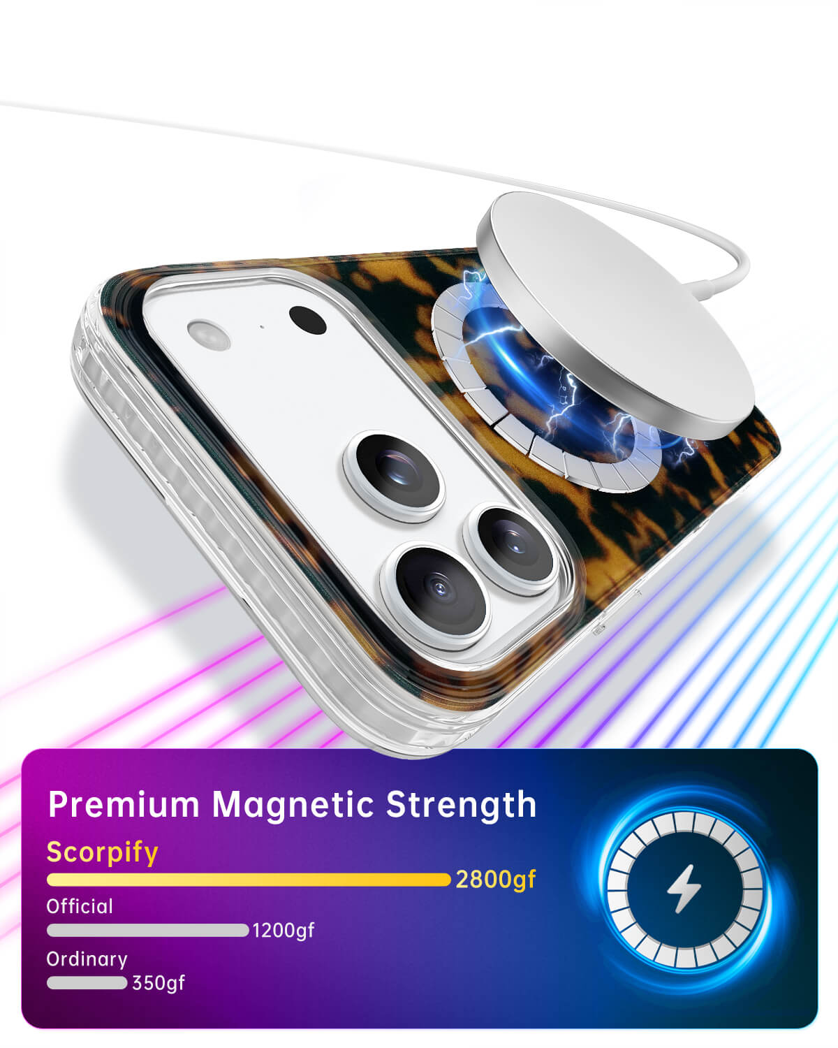 Modern tortoise print phone case MagSafe compatible