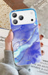 Stylish marble phone case featuring blue tones