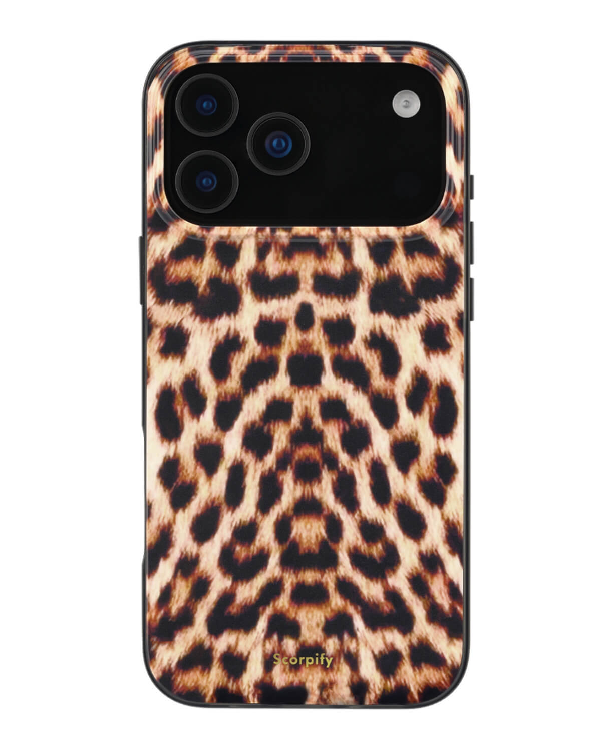 Textured leopard fur design applied to a sleek iPhone case