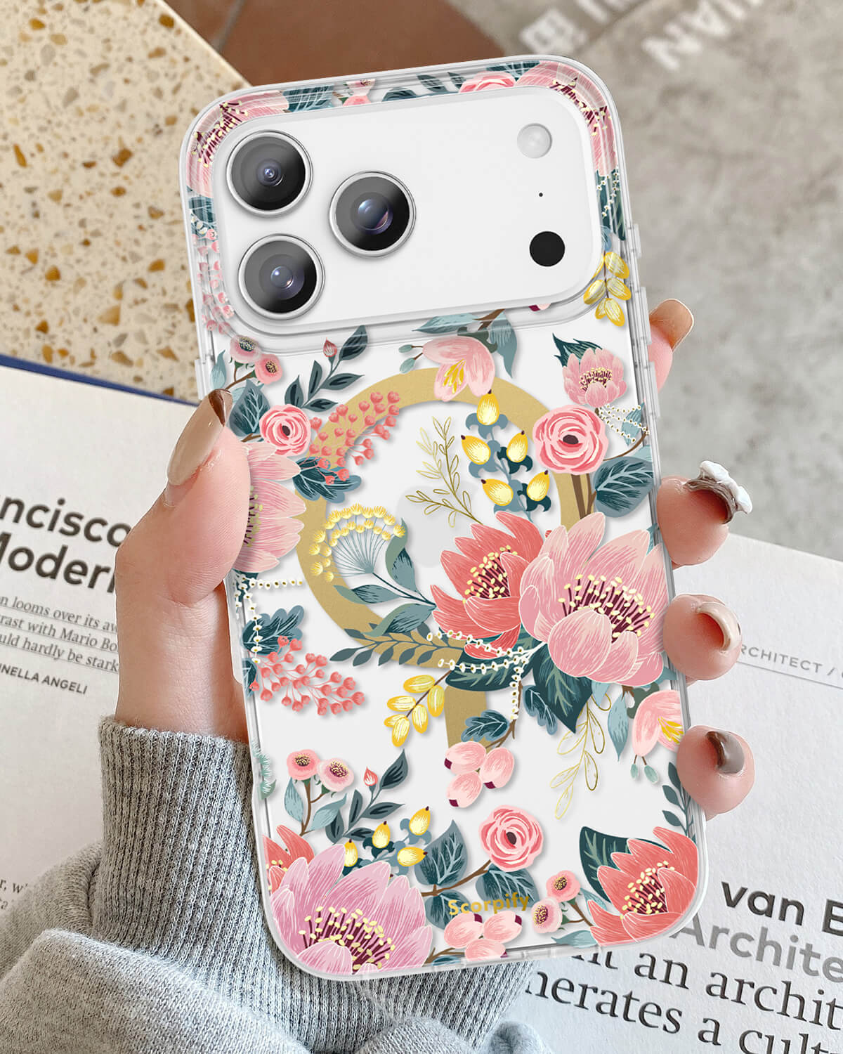 Pink Floral MagSafe 17 iPhone Case - Scorpify