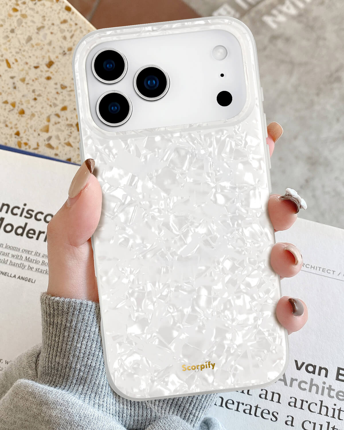 Elegant pearlescent iPhone case with glossy shine