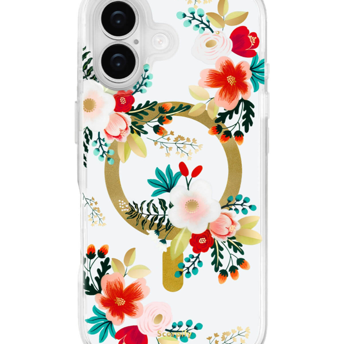 Modern transparent floral phone case with slim profile