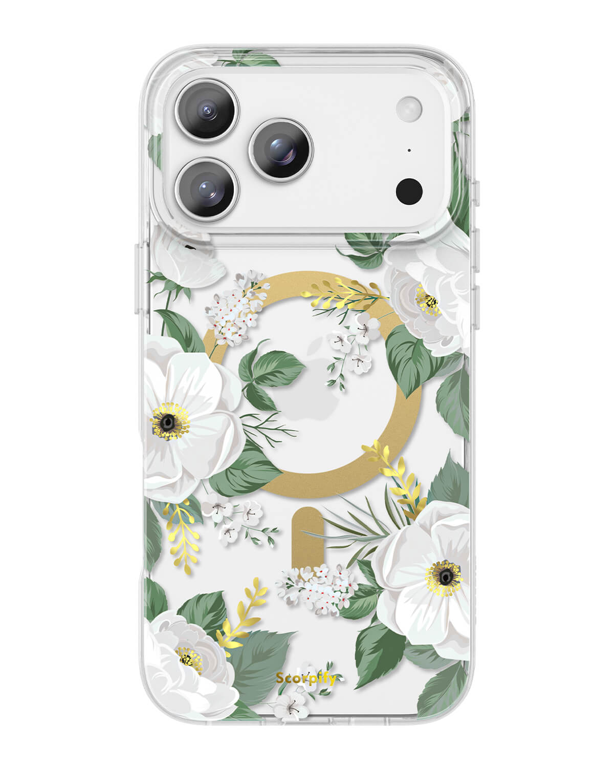 White floral iPhone 17 MagSafe phone case cover
