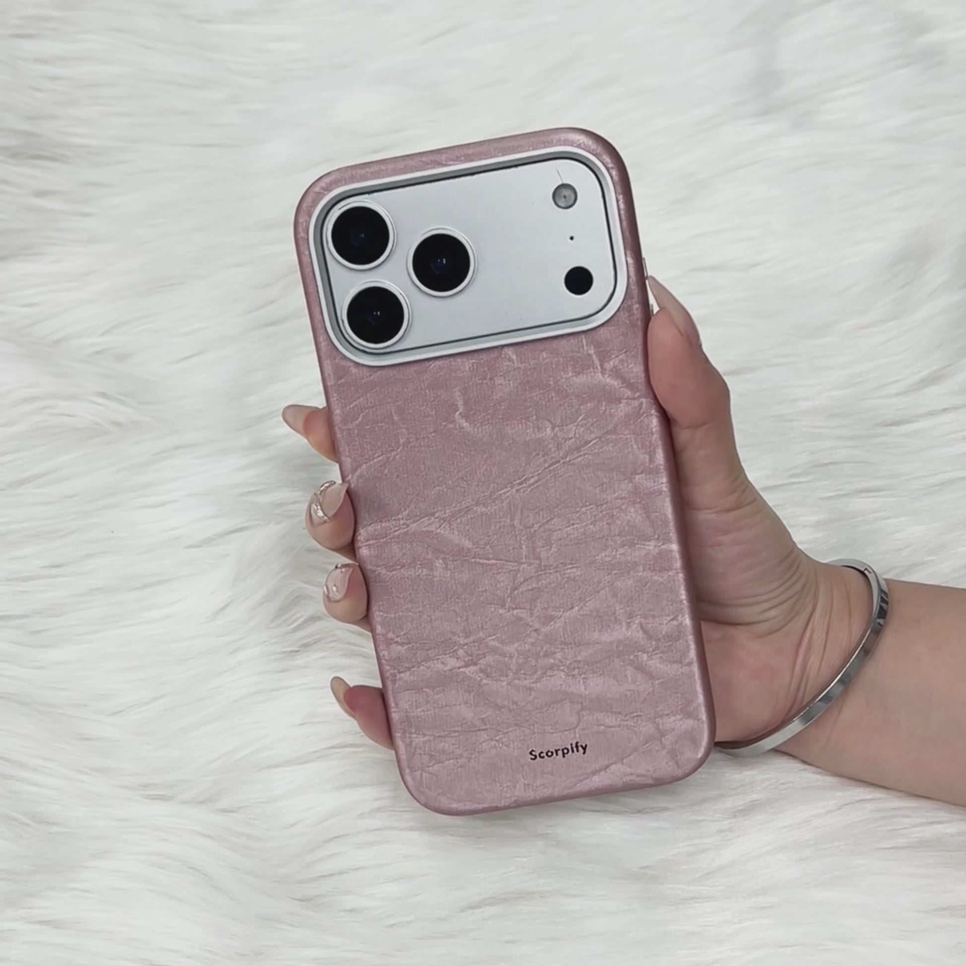 Rose Crinkle Lumina Leather MagSafe iPhone Case