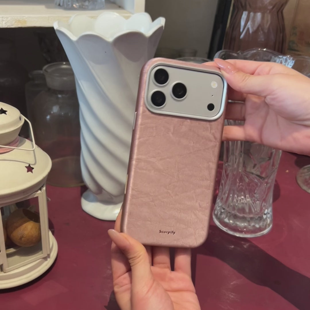 Rose Crinkle Lumina Leather MagSafe iPhone Case