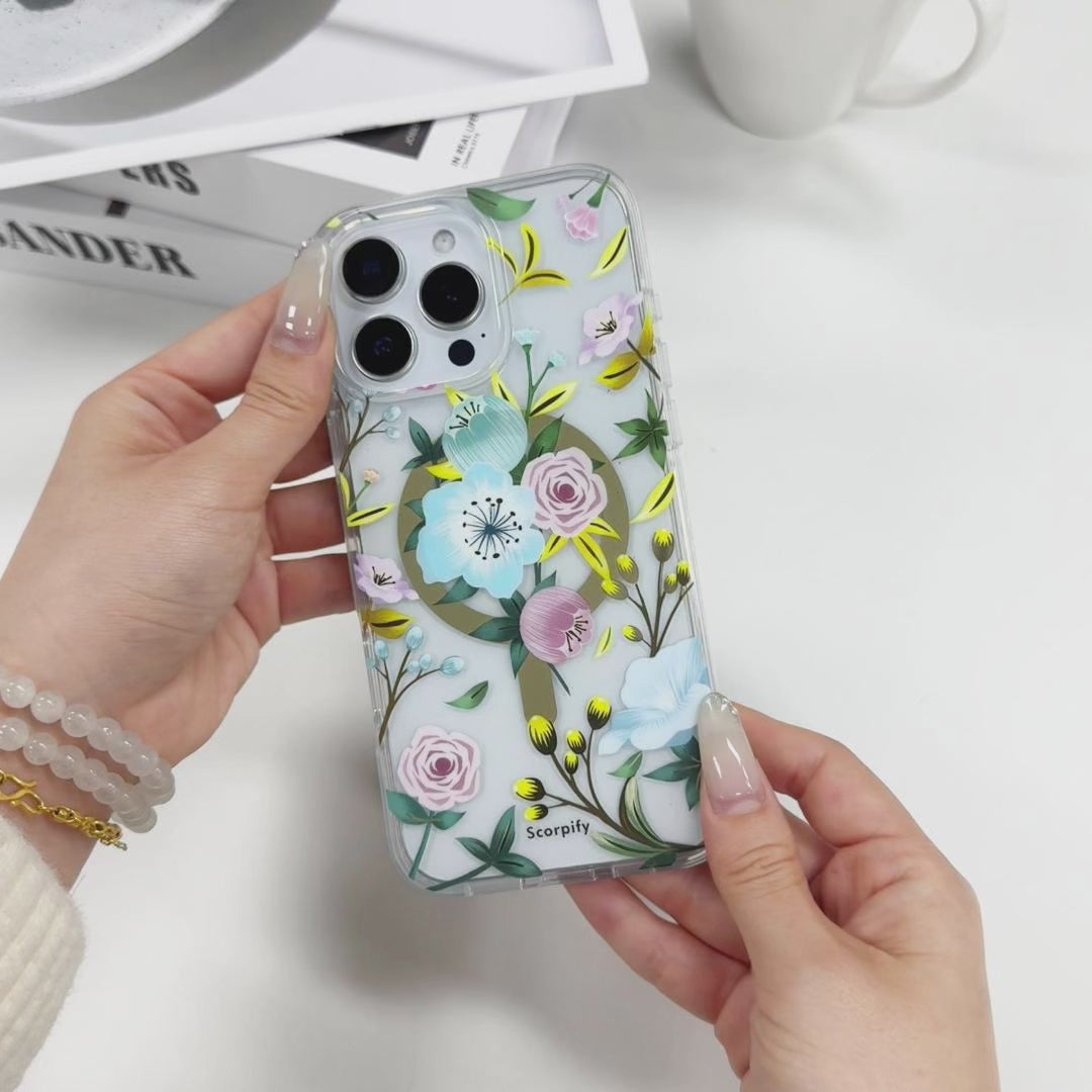 Colorful flower phone accessories with magnetic ring